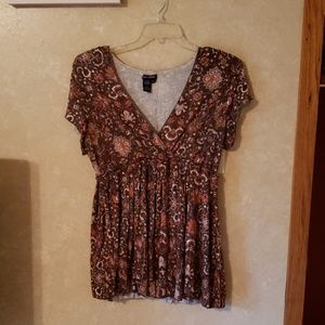 Brown and orange floral top